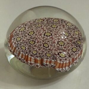 Vintage Murano Art Glass Millefiori Floral Paperweight 2.25" - Mint Condition